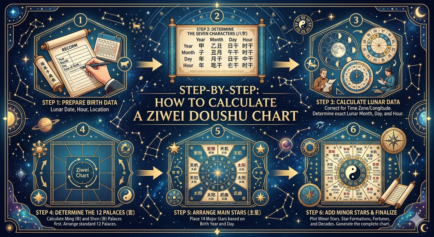 How to Calculate Ziwei Doushu Chart Step by Step: Complete Beginner Guide